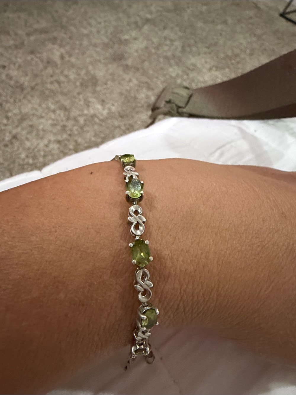 Sterling Silver Green Gemstone Bracelet - Women's Jewelry